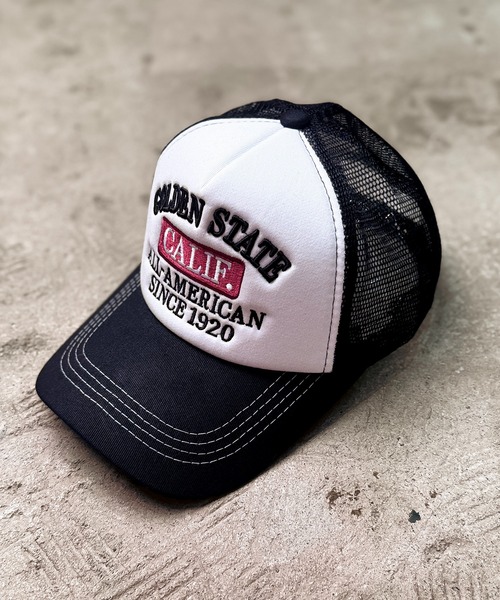 CALIFORNIA OUTFITTERS(カリフォルニア アウトフィッターズ)の「7E19 CALIF ロゴメッシュキャップ ツートン(キャップ・メンズ・ブラック/ホワイト・ONESIZE)」の2枚目の写真