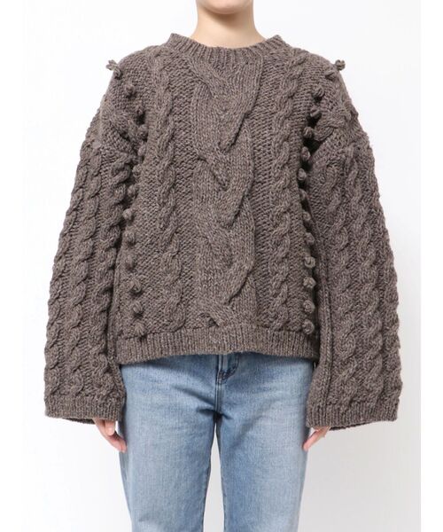 Ungrid(アングリッド)の「ルーズスリーブケーブルニット(ニット/セーター・レディース・ブラウン/アイボリー・FREE)」の13枚目の写真