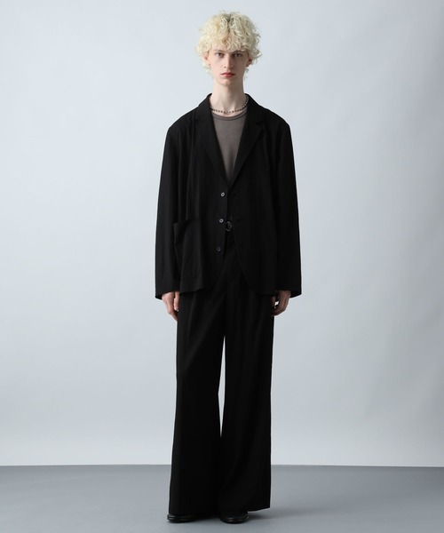 HARE(ハレ)の「【SET UP対応】ナイロンレーヨンワイドストレートパンツ(HARE)(スラックス・メンズ・ブラック・SMALL/MEDIUM)」の4枚目の写真