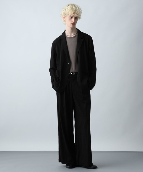 HARE(ハレ)の「【SET UP対応】ナイロンレーヨンワイドストレートパンツ(HARE)(スラックス・メンズ・ブラック・SMALL/MEDIUM)」の5枚目の写真