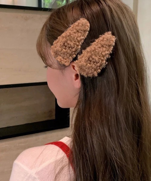 SHEPP(シープ)の「2P もこもこヘアピン(ヘアピン・レディース・ピンク/レッド/ホワイト/ブラウン・F)」の3枚目の写真