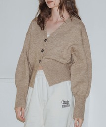 袖ボリュームVネックニットカーディガン