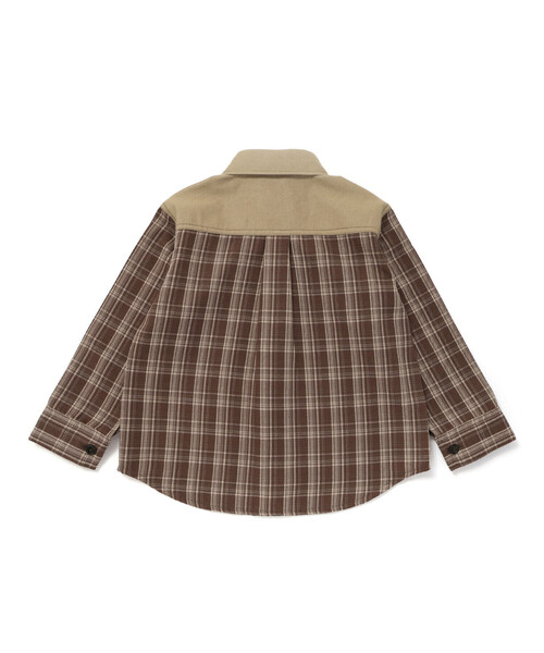 SLAP SLIP（スラップスリップ）の「【お揃い】ツイル胸ポケットチェックシャツ(80~130cm)（シャツ/ブラウス・キッズ・ブルー系その他2/ブラウン系その他・90cm/80ｃｍ/110cm/120cm/100cm/130cm）」の19枚目の写真