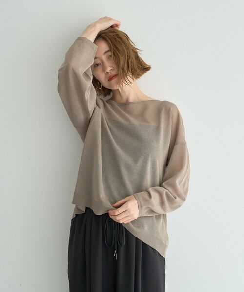 YECCA VECCA(イェッカヴェッカ)の「シアーニットプルオーバー(ニット/セーター・レディース・ブラック/ベージュ/ブラウン・FREE)」の8枚目の写真