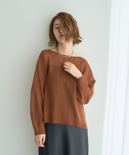 YECCA VECCA(イェッカヴェッカ)の「シアーニットプルオーバー(ニット/セーター・レディース・ブラック/ベージュ/ブラウン・FREE)」の2枚目の写真