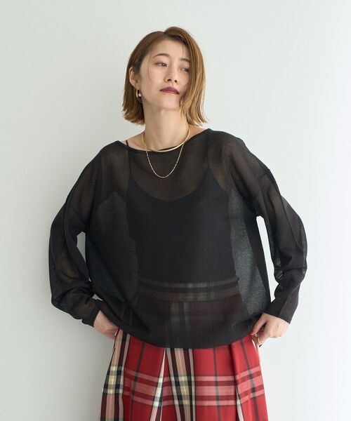 YECCA VECCA(イェッカヴェッカ)の「シアーニットプルオーバー(ニット/セーター・レディース・ブラック/ベージュ/ブラウン・FREE)」の6枚目の写真
