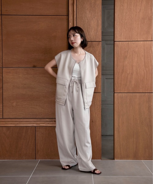 lawgy(ラウジー)の「bonding cocoon pants / ボンディングコクーンパンツ(その他パンツ・レディース・アイボリー/チャコール・FREE)」の5枚目の写真