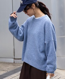 コクーン ミックスカラー オーバーサイズ クルーネック ニット