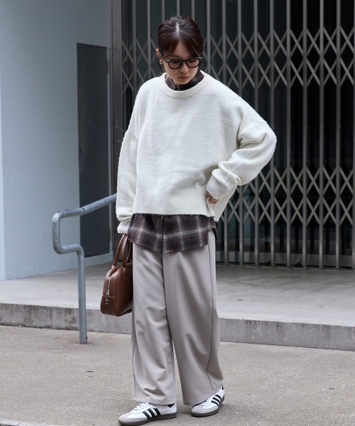 コクーン ミックスカラー オーバーサイズ クルーネック ニット MONO