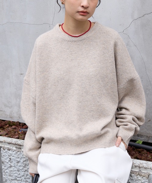 コクーン ミックスカラー オーバーサイズ クルーネック ニット MONO