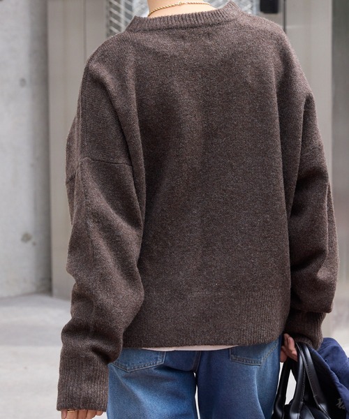 コクーン ミックスカラー オーバーサイズ クルーネック ニット MONO