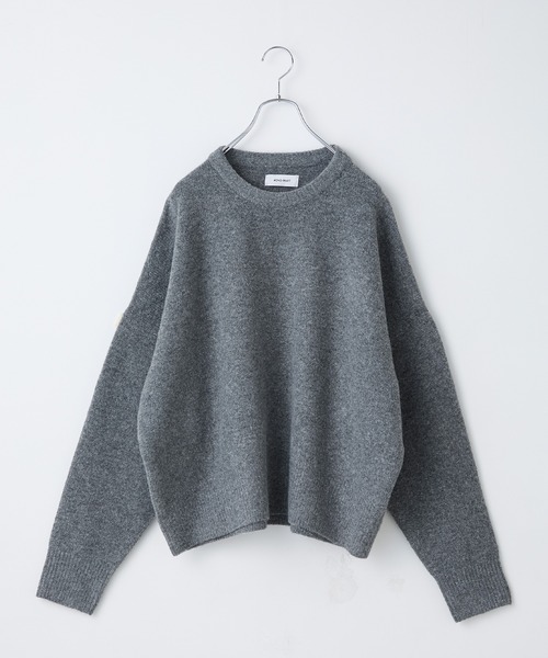 セール】コクーン ミックスカラー オーバーサイズ クルーネック ニット