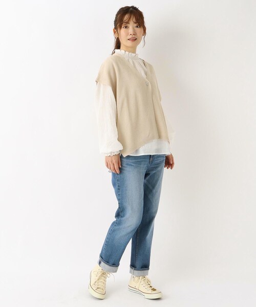 one'sterrace(ワンズテラス)の「麻タッチ Vネックジレ(ベスト・レディース・ベージュ系その他7/ブラック系8/アイボリー系8・02)」の16枚目の写真