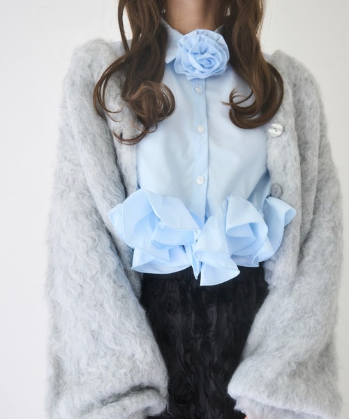 mellowneon（メロウネオン）の「ローズチョーカーフリルシャツブラウス（シャツ/ブラウス・レディース・ホワイト/ブルー・FREE）」の19枚目の写真