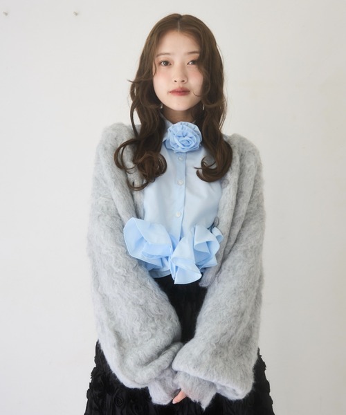 mellowneon（メロウネオン）の「ローズチョーカーフリルシャツブラウス（シャツ/ブラウス・レディース・ホワイト/ブルー・FREE）」の18枚目の写真