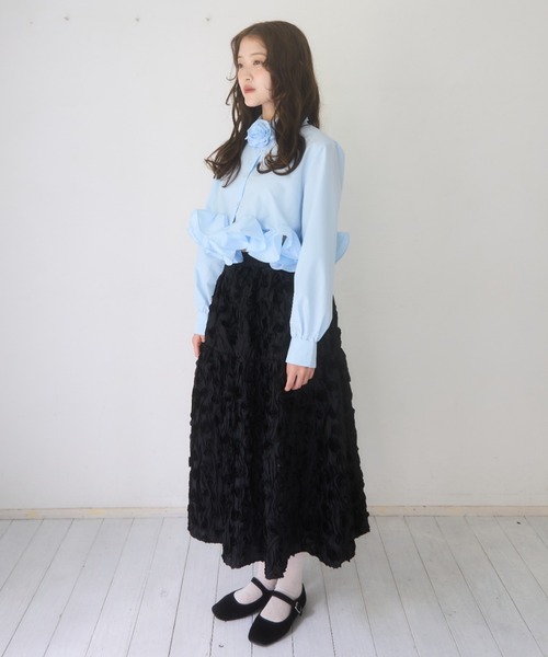 mellowneon（メロウネオン）の「ローズチョーカーフリルシャツブラウス（シャツ/ブラウス・レディース・ホワイト/ブルー・FREE）」の8枚目の写真