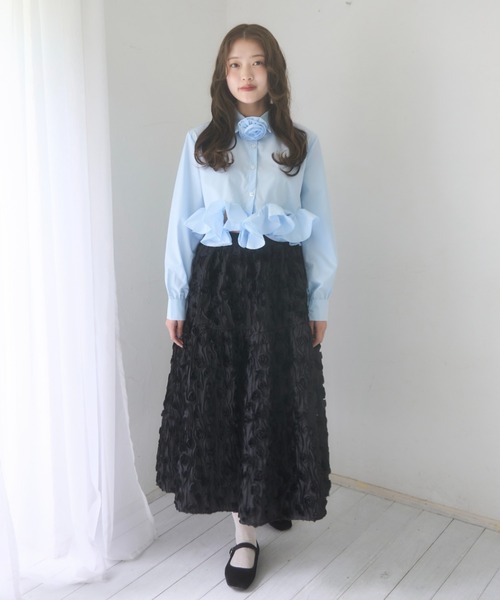 mellowneon（メロウネオン）の「ローズチョーカーフリルシャツブラウス（シャツ/ブラウス・レディース・ホワイト/ブルー・FREE）」の7枚目の写真