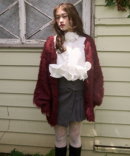 mellowneon（メロウネオン）の「ローズチョーカーフリルシャツブラウス（シャツ/ブラウス・レディース・ホワイト/ブルー・FREE）」の14枚目の写真