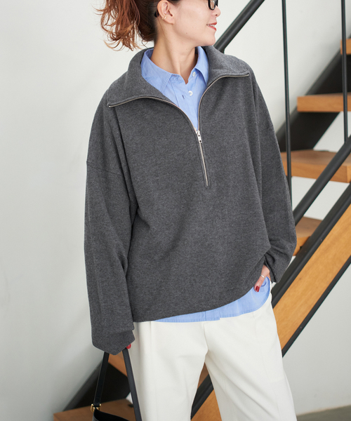 セール】ミラノリブハーフジッププルオーバー（ニット/セーター