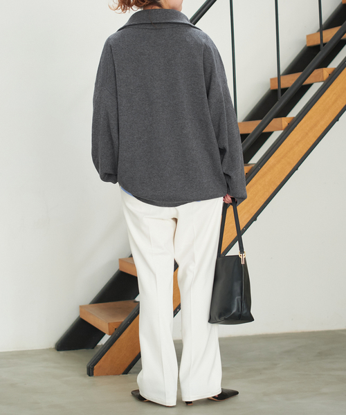 Spick & Span(スピックアンドスパン)の「ミラノリブハーフジッププルオーバー(ニット/セーター・レディース・ホワイト/チャコールグレー・FREE)」の11枚目の写真