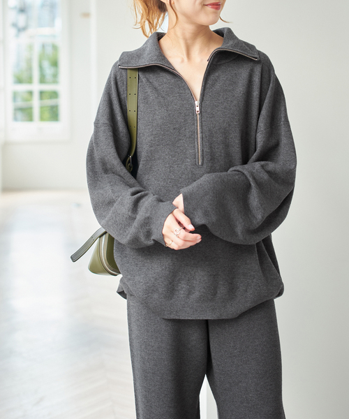 Spick & Span(スピックアンドスパン)の「ミラノリブハーフジッププルオーバー(ニット/セーター・レディース・ホワイト/チャコールグレー・FREE)」の12枚目の写真