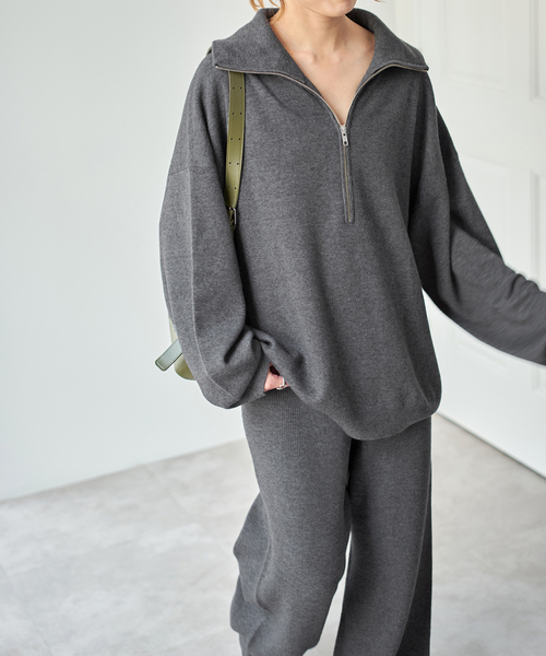 Spick & Span(スピックアンドスパン)の「ミラノリブハーフジッププルオーバー(ニット/セーター・レディース・ホワイト/チャコールグレー・FREE)」の13枚目の写真