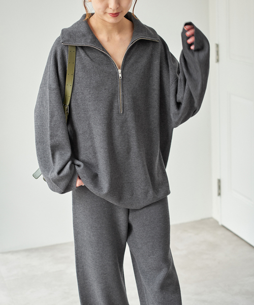 Spick & Span(スピックアンドスパン)の「ミラノリブハーフジッププルオーバー(ニット/セーター・レディース・ホワイト/チャコールグレー・FREE)」の14枚目の写真