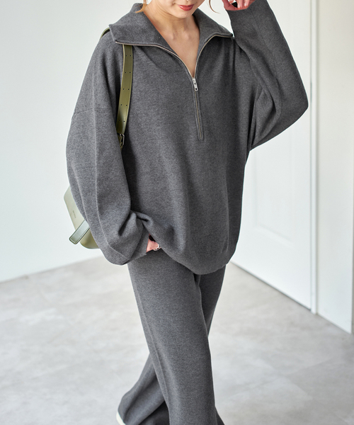 Spick & Span(スピックアンドスパン)の「ミラノリブハーフジッププルオーバー(ニット/セーター・レディース・ホワイト/チャコールグレー・FREE)」の15枚目の写真