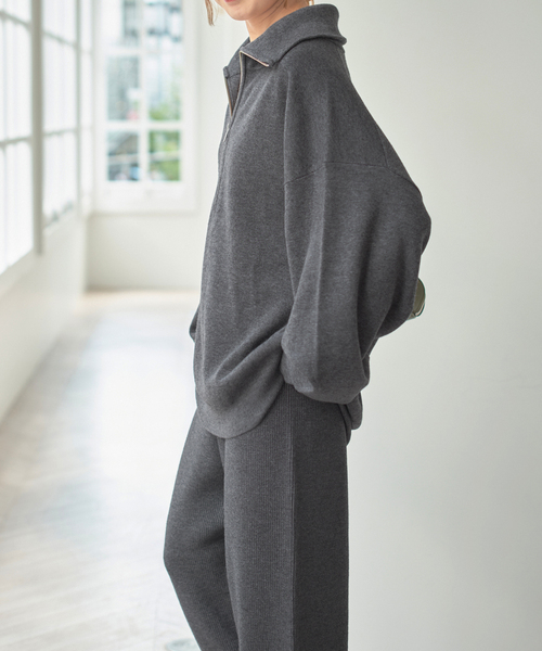 Spick & Span(スピックアンドスパン)の「ミラノリブハーフジッププルオーバー(ニット/セーター・レディース・ホワイト/チャコールグレー・FREE)」の16枚目の写真