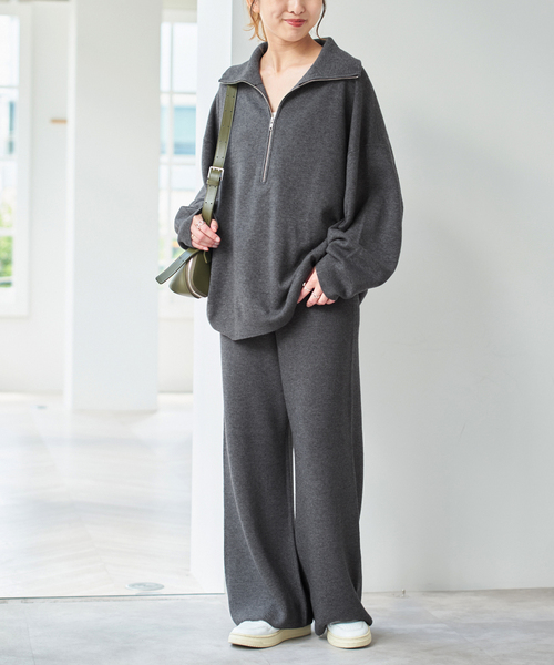 Spick & Span(スピックアンドスパン)の「ミラノリブハーフジッププルオーバー(ニット/セーター・レディース・ホワイト/チャコールグレー・FREE)」の18枚目の写真