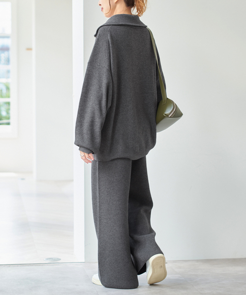 Spick & Span(スピックアンドスパン)の「ミラノリブハーフジッププルオーバー(ニット/セーター・レディース・ホワイト/チャコールグレー・FREE)」の19枚目の写真