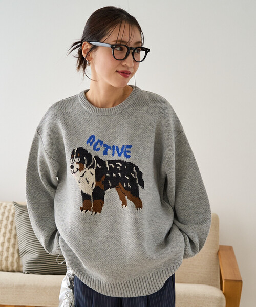セール】限定展開 DOG ジャガード ニット プルオーバー（ニット