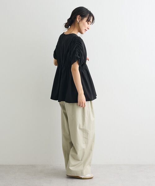 CRAFT STANDARD BOUTIQUE（クラフトスタンダードブティック）の「ショルダードロストチュニック（チュニック・レディース・ブラック/アイボリー/ブラウン・FREE）」の11枚目の写真