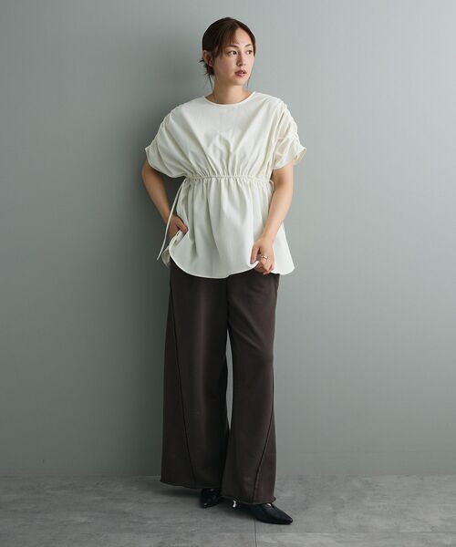 CRAFT STANDARD BOUTIQUE（クラフトスタンダードブティック）の「ショルダードロストチュニック（チュニック・レディース・ブラック/アイボリー/ブラウン・FREE）」の18枚目の写真