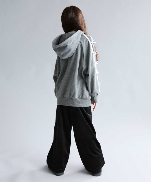 希少 ハッピーツリーフレンズ 耳つき パーカー 総柄 Mサイズ グレー セール】Simplify ガールズ短丈BIGシルエットZIPパーカー×リブタンク