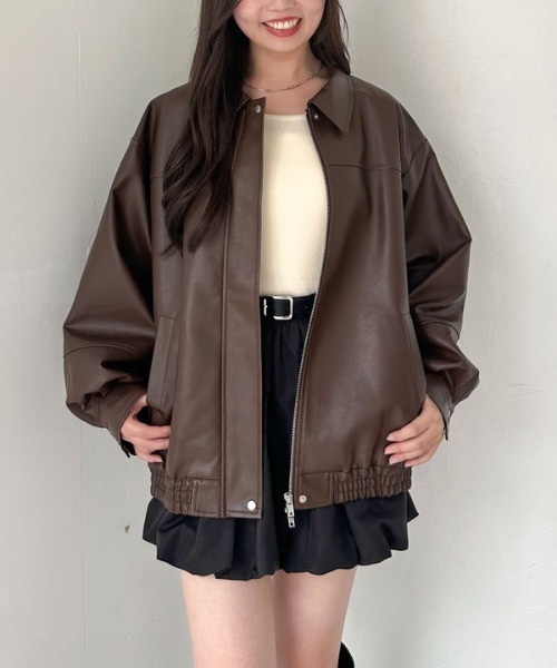 セール】フェイクレザーミドルブルゾン（ブルゾン）｜archives