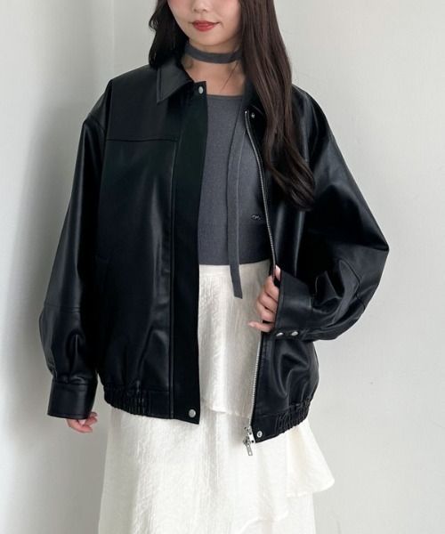 セール】フェイクレザーミドルブルゾン（ブルゾン）｜archives