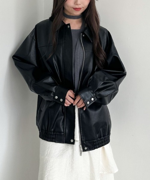 archives（アルシーヴ）の「フェイクレザーミドルブルゾン（ブルゾン・レディース・ブラウン/ブラック・MEDIUM）」の7枚目の写真