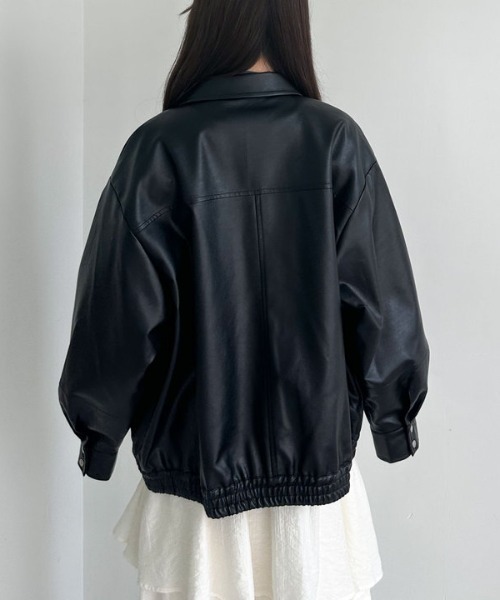 archives（アルシーヴ）の「フェイクレザーミドルブルゾン（ブルゾン・レディース・ブラウン/ブラック・MEDIUM）」の6枚目の写真