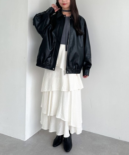 archives（アルシーヴ）の「フェイクレザーミドルブルゾン（ブルゾン・レディース・ブラウン/ブラック・MEDIUM）」の5枚目の写真