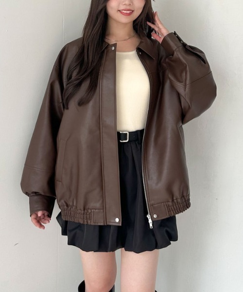 セール】フェイクレザーミドルブルゾン（ブルゾン）｜archives