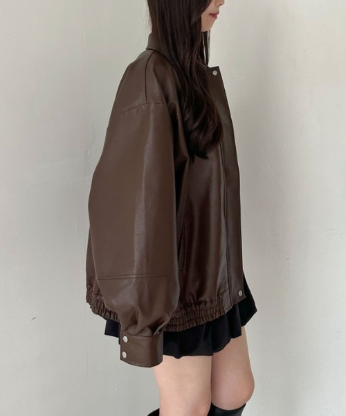 archives（アルシーヴ）の「フェイクレザーミドルブルゾン（ブルゾン・レディース・ブラウン/ブラック・MEDIUM）」の14枚目の写真