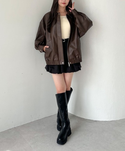 archives（アルシーヴ）の「フェイクレザーミドルブルゾン（ブルゾン・レディース・ブラウン/ブラック・MEDIUM）」の11枚目の写真