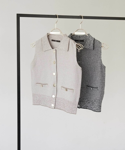 Luan（ルアン）の「【Luan】POLO KNIT VEST/ポロニットベスト（ベスト・レディース・チャコールグレー/ベージュ・FREE）」の3枚目の写真