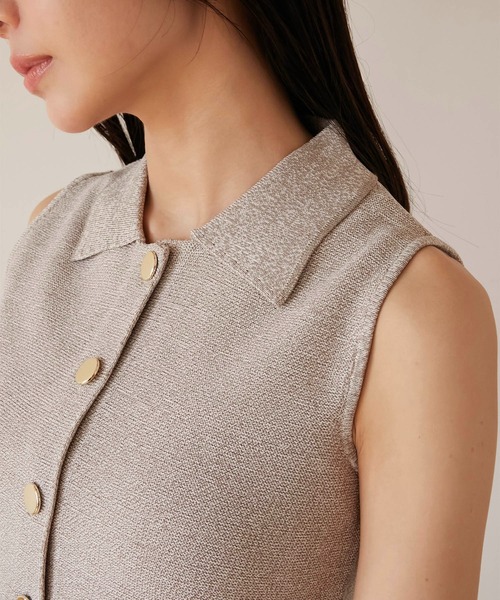 Luan（ルアン）の「【Luan】POLO KNIT VEST/ポロニットベスト（ベスト・レディース・チャコールグレー/ベージュ・FREE）」の5枚目の写真