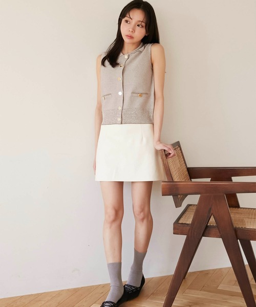 Luan（ルアン）の「【Luan】POLO KNIT VEST/ポロニットベスト（ベスト・レディース・チャコールグレー/ベージュ・FREE）」の4枚目の写真