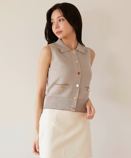 Luan（ルアン）の「【Luan】POLO KNIT VEST/ポロニットベスト（ベスト・レディース・チャコールグレー/ベージュ・FREE）」の10枚目の写真