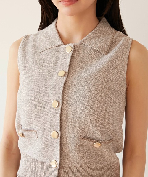 Luan（ルアン）の「【Luan】POLO KNIT VEST/ポロニットベスト（ベスト・レディース・チャコールグレー/ベージュ・FREE）」の6枚目の写真