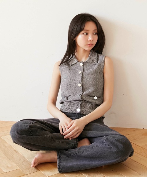 Luan（ルアン）の「【Luan】POLO KNIT VEST/ポロニットベスト（ベスト・レディース・チャコールグレー/ベージュ・FREE）」の15枚目の写真