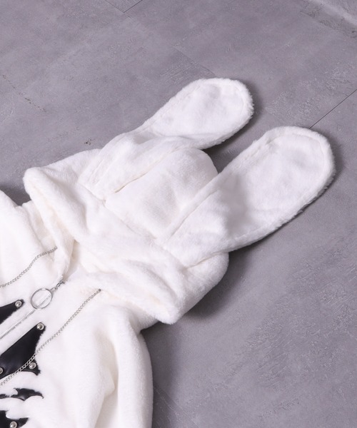 セール】うさぎ耳クロススタッズZIPファーコート（その他アウター